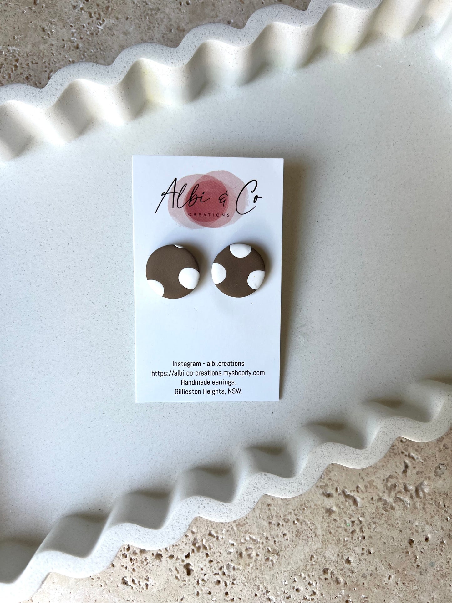 2cm Brown Polka Dot Stud