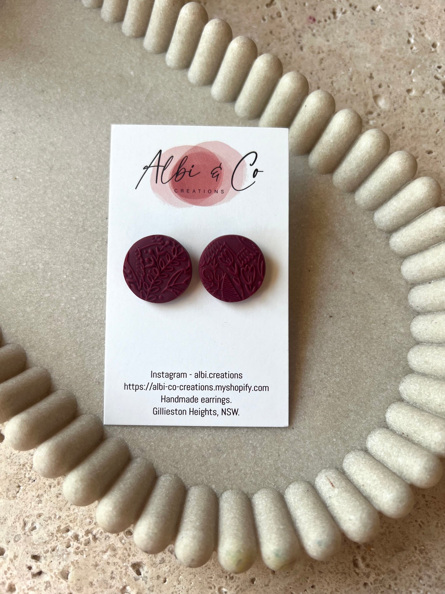 2cm Maroon Sadie stud