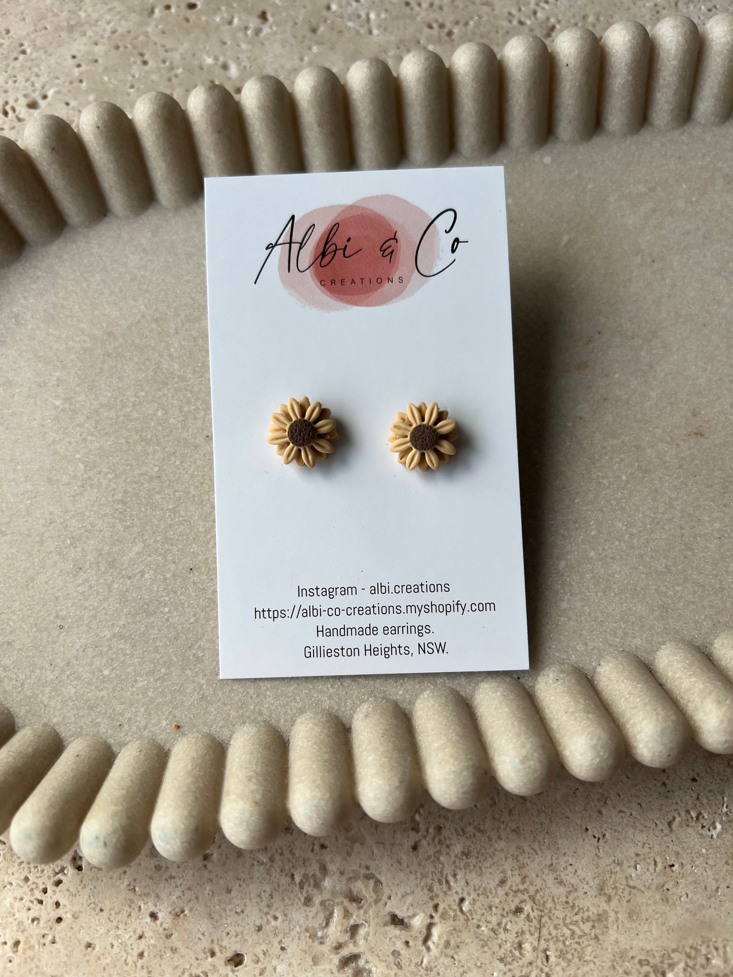 1.5cm Handmade Sunflower Stud