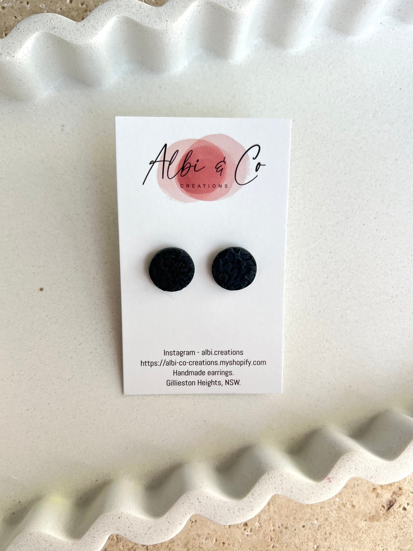 1.5cm Black Lace Stud