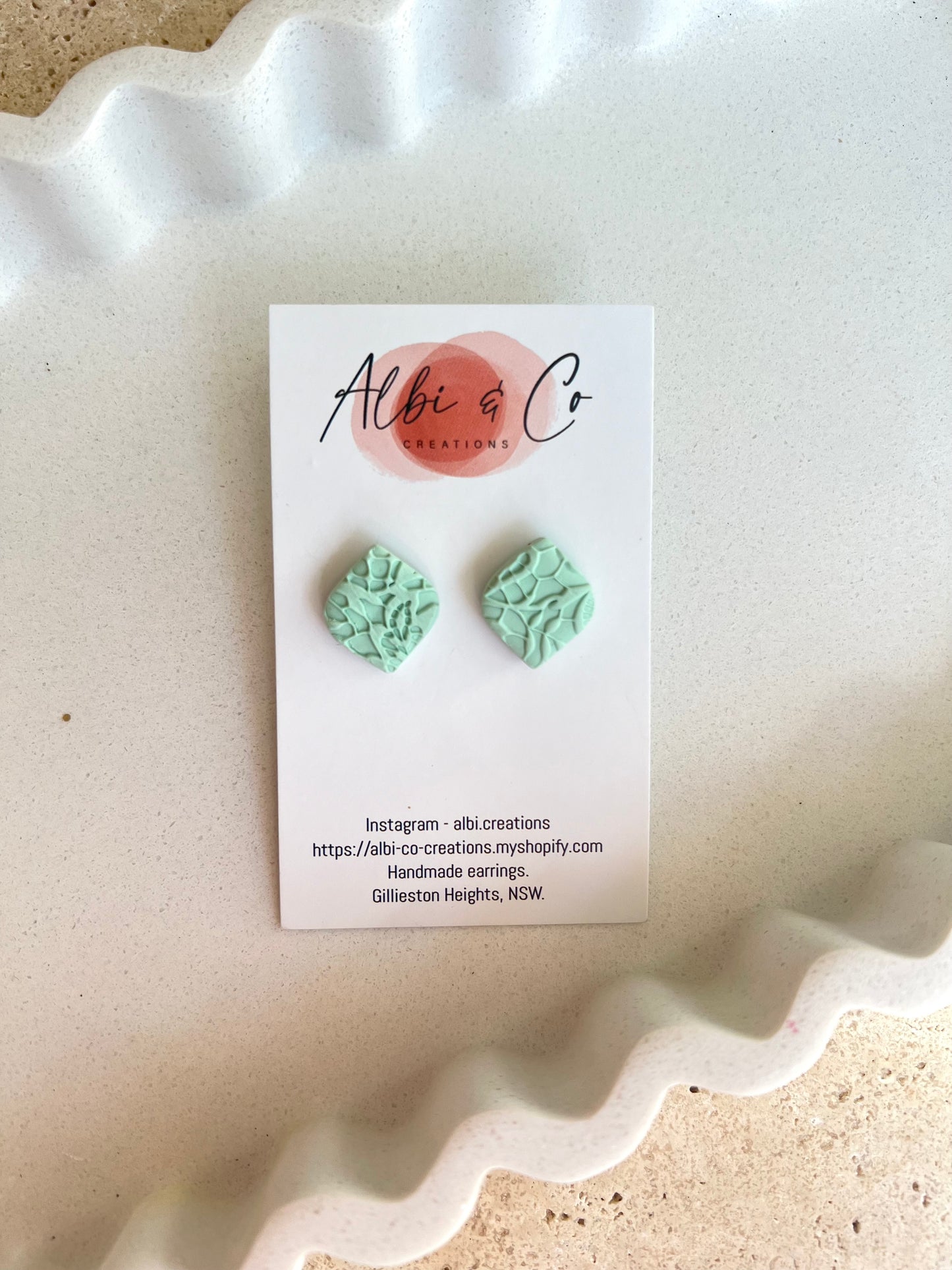 1.5cm Mint Lace Diamond Stud