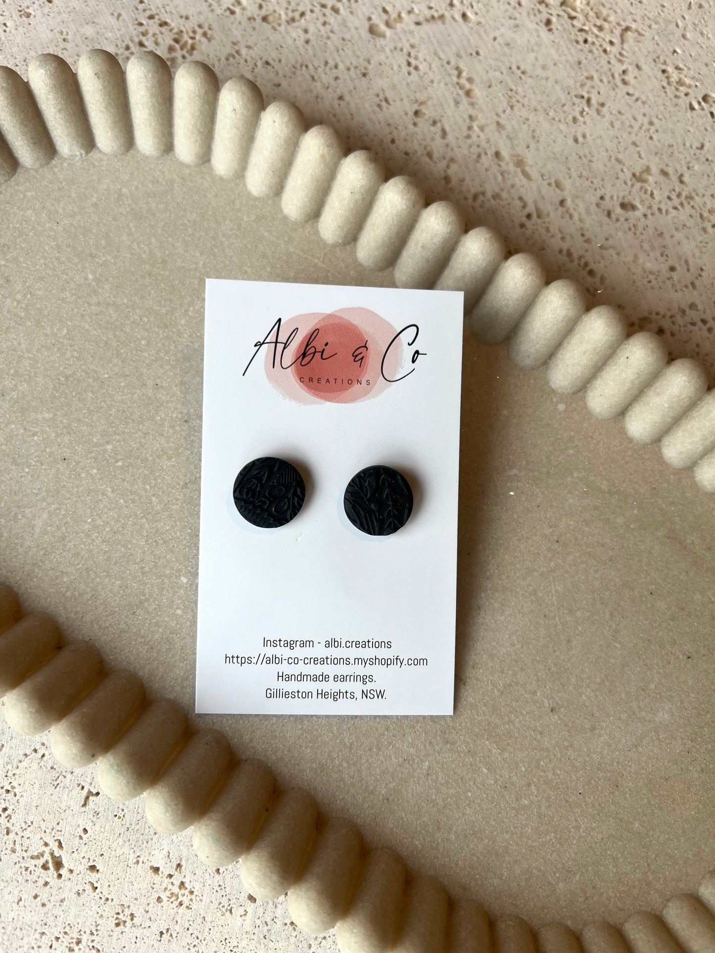 1.5cm Black Sadie Stud