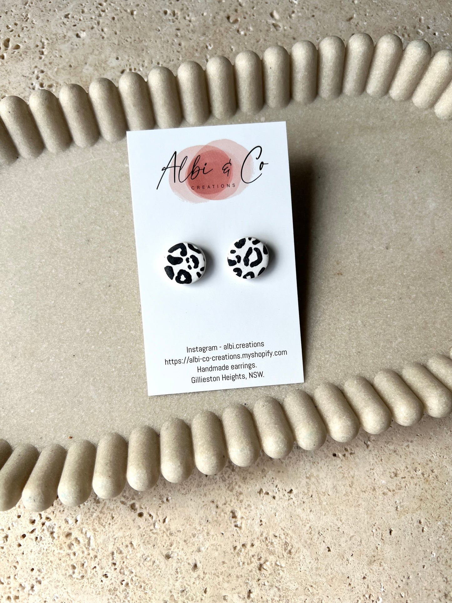 1.5cm White Leopard Stud