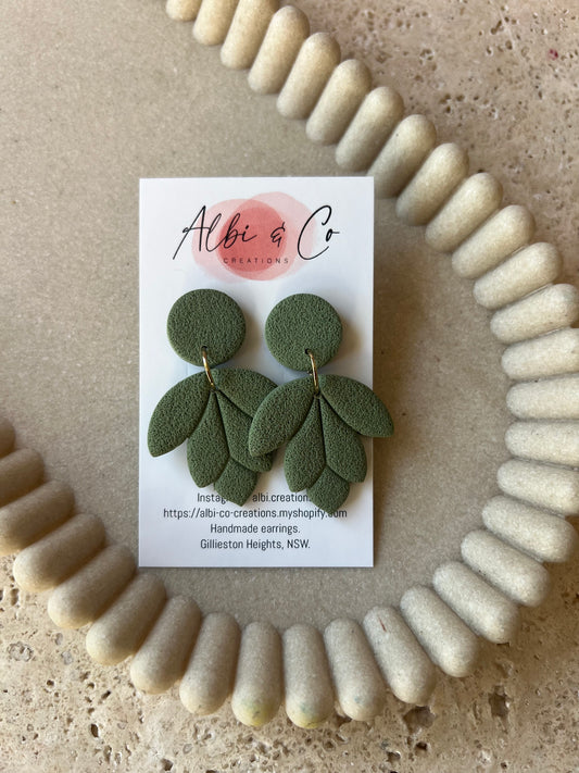 Olive Green Leaf Dangles