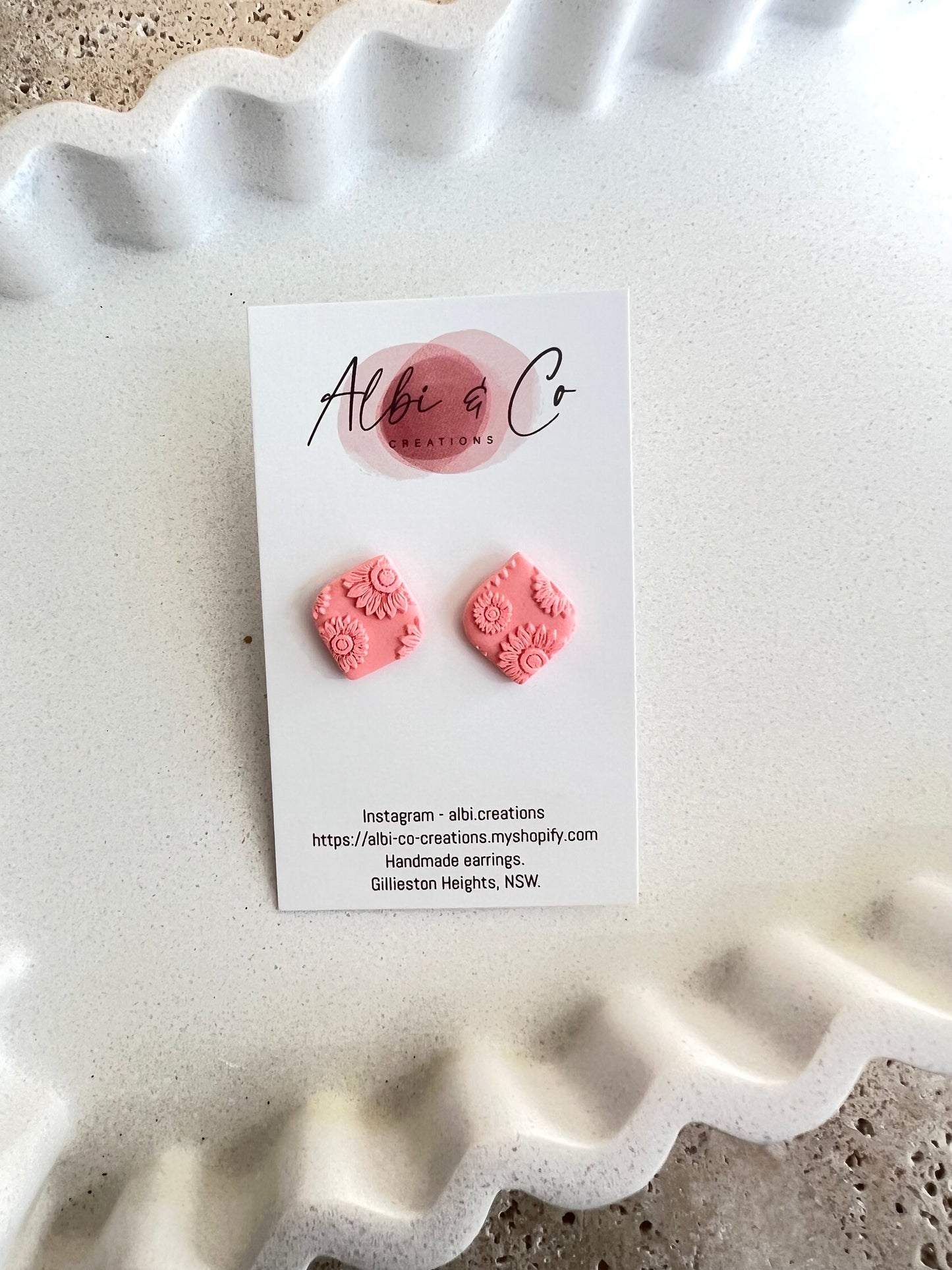 1.5cm Coral Diamond Stud