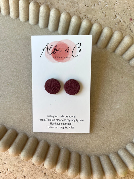1.5cm Maroon Lyrah Stud