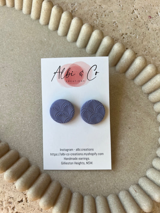 2cm Blue / Purple Fan Stud