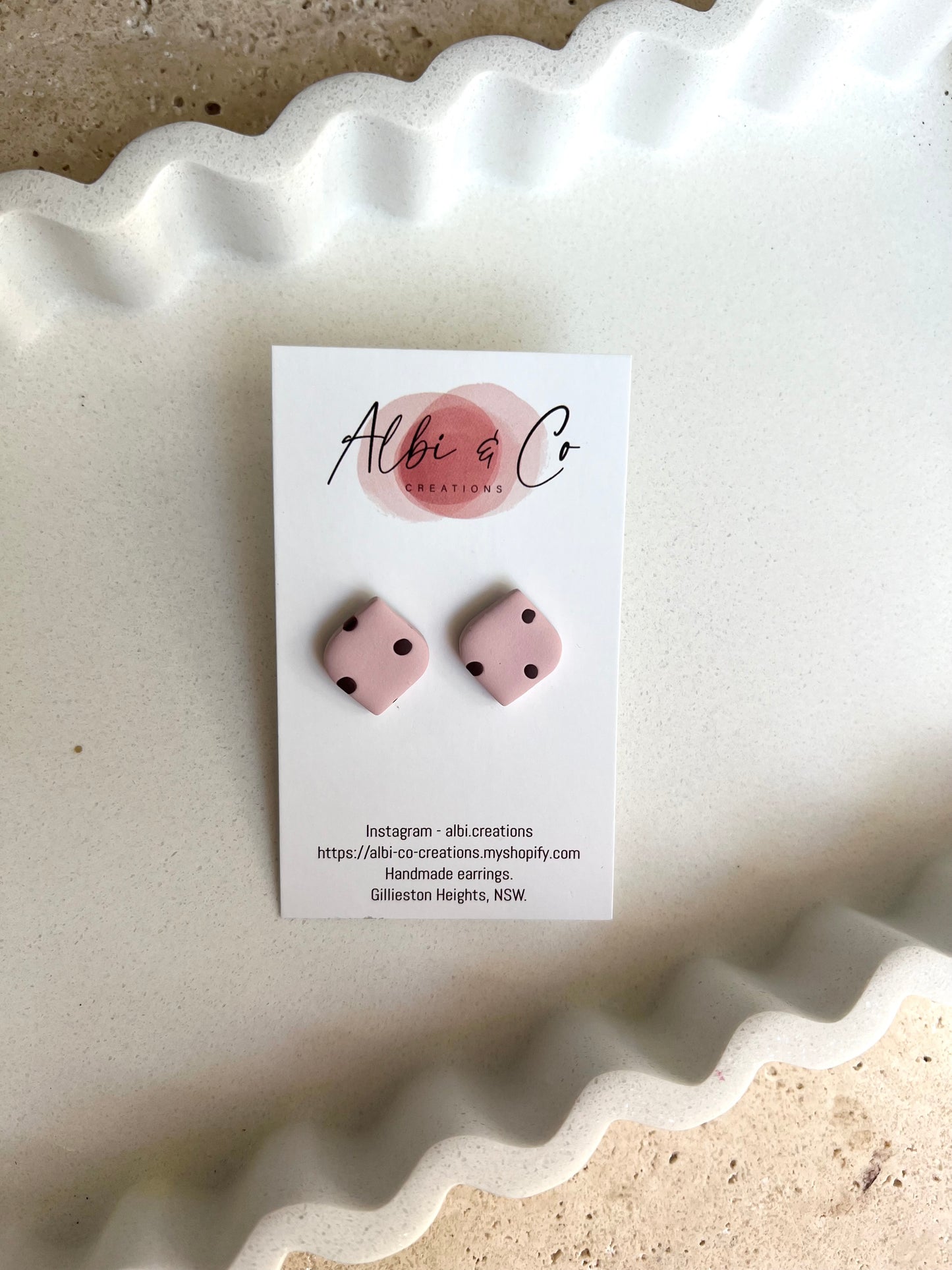 1.5cm Rose Diamond Polka Dot Stud