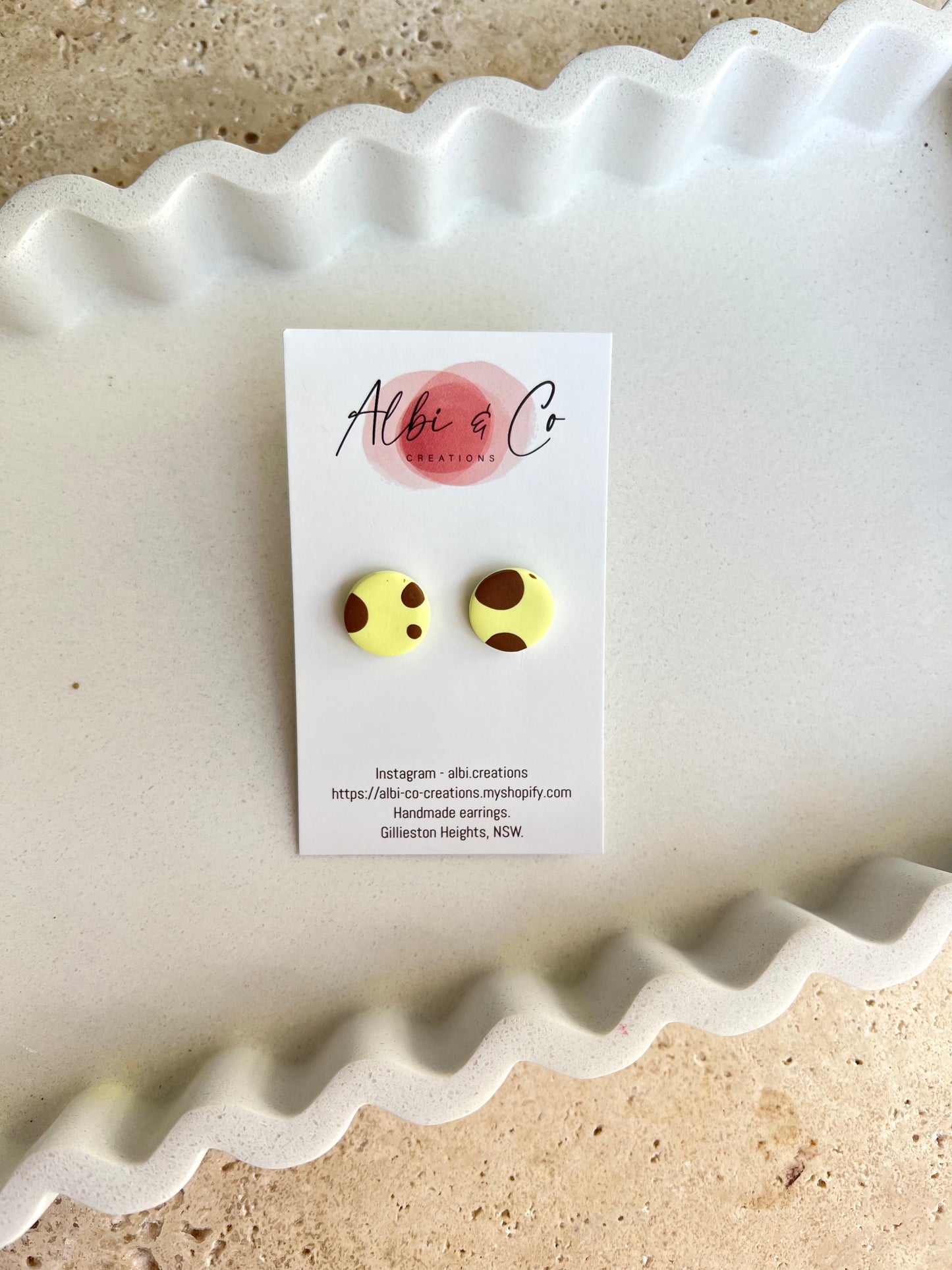 1.5cm Yellow Polka Dot Stud