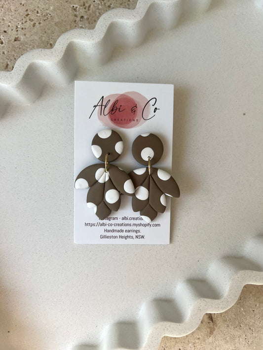 Brown Polka Dot Leaf Dangles