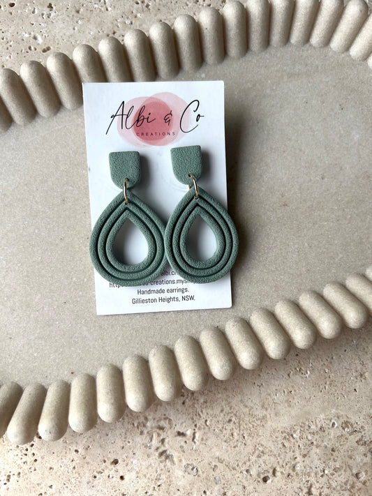 Olive Green Tear Drop Dangles