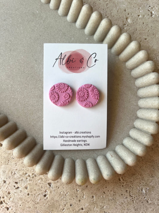 2cm Pink Sunflower Stud