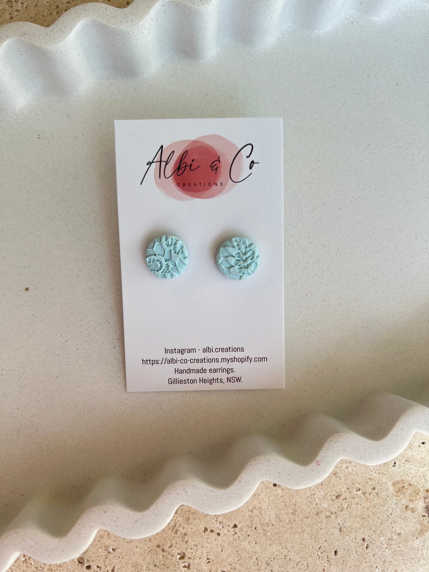 1.5cm Baby Blue Lace Stud