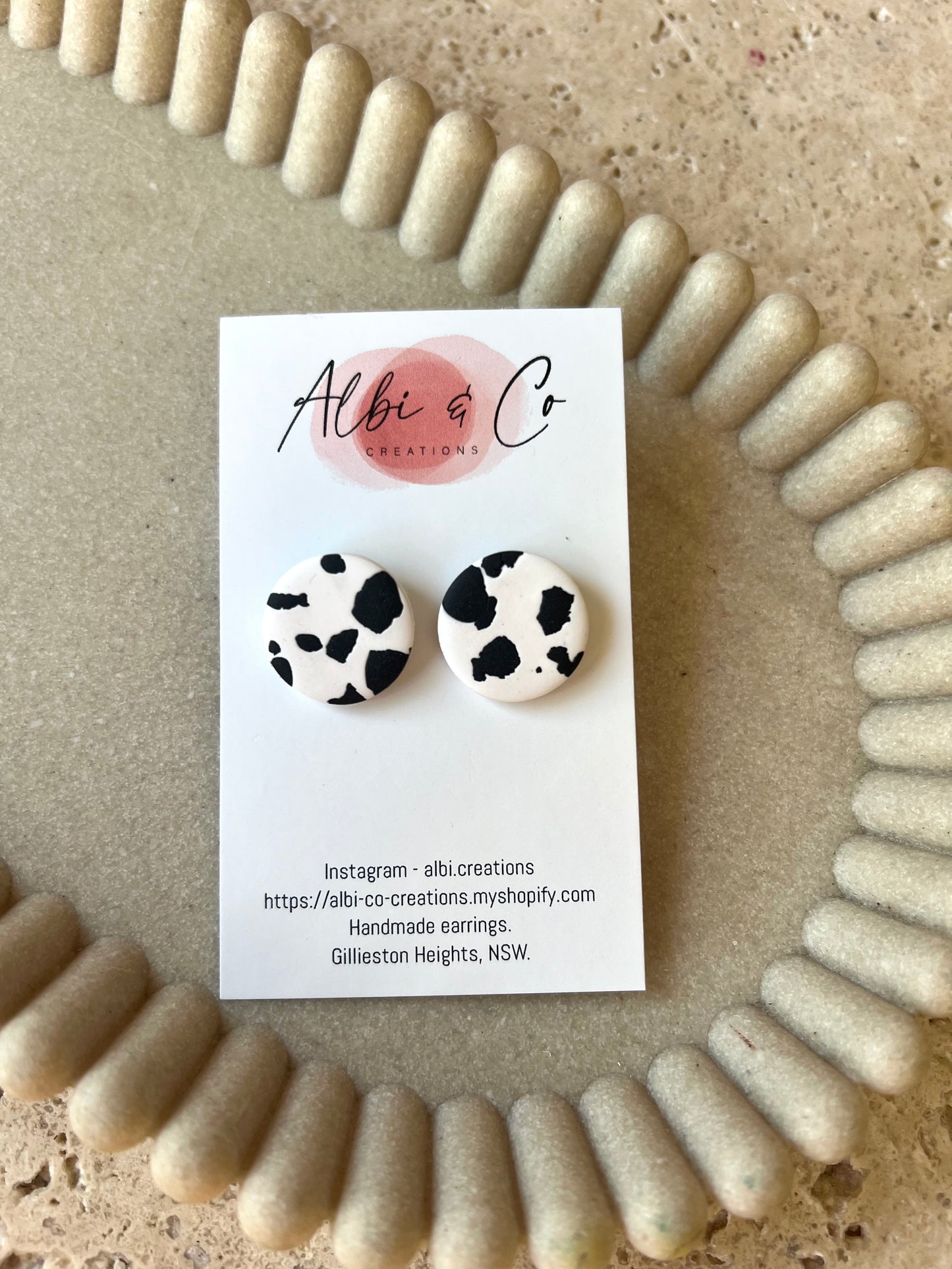 2cm Cow Print Stud