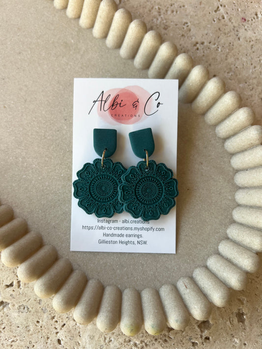 Deep Teal Boho Dangles
