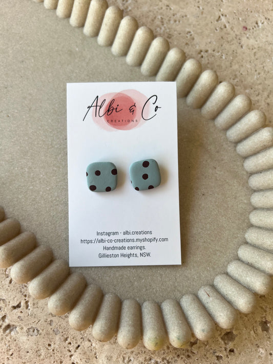 1.5cm Polka Dot Square Stud