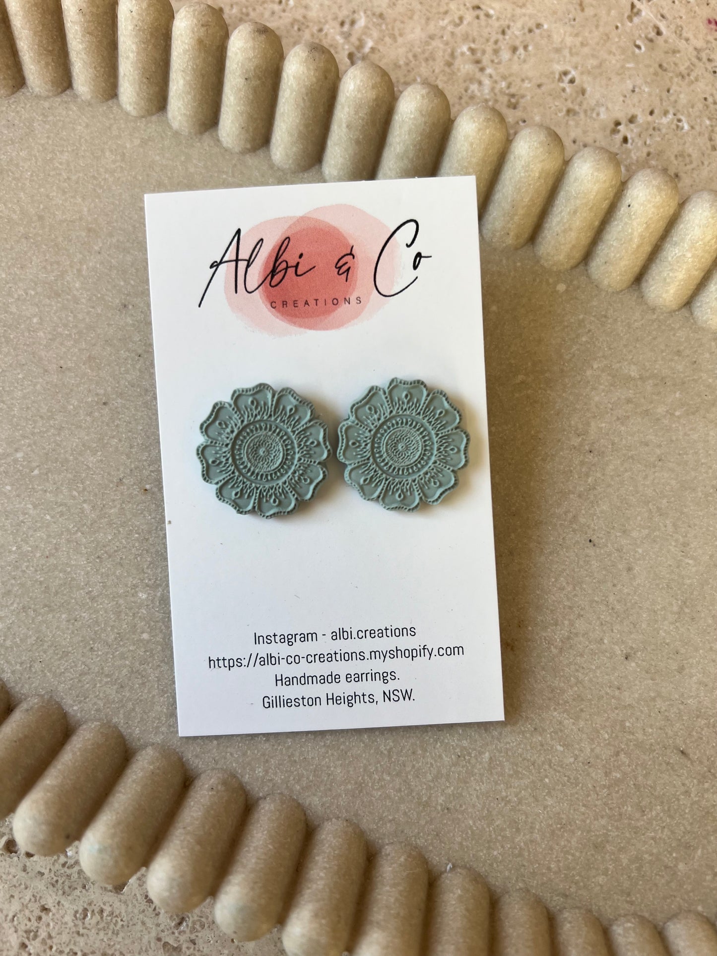 2.5cm Sage Boho Stud