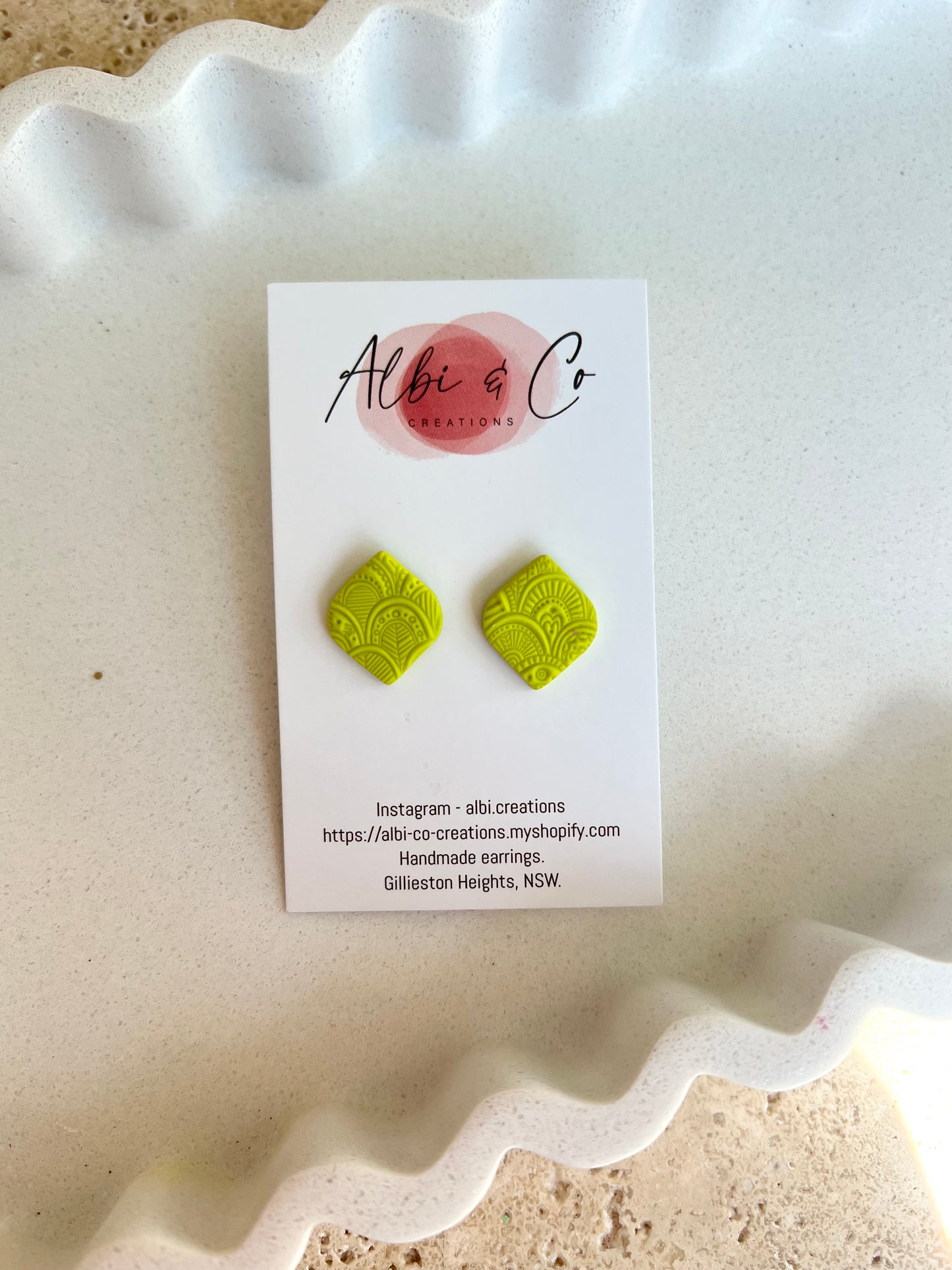 1.5cm Lime Diamond Stud
