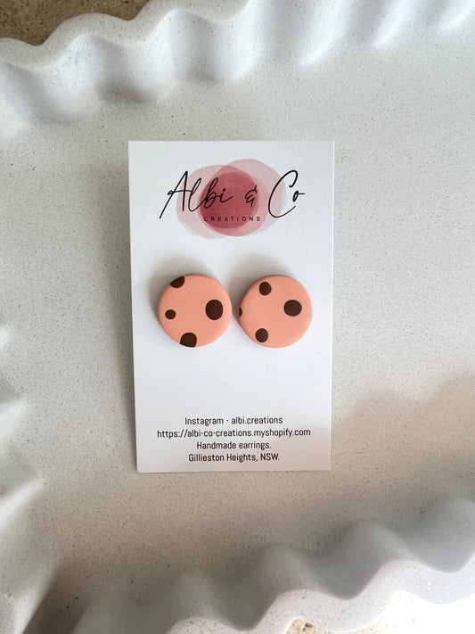 2cm Peach Polka Dot Stud