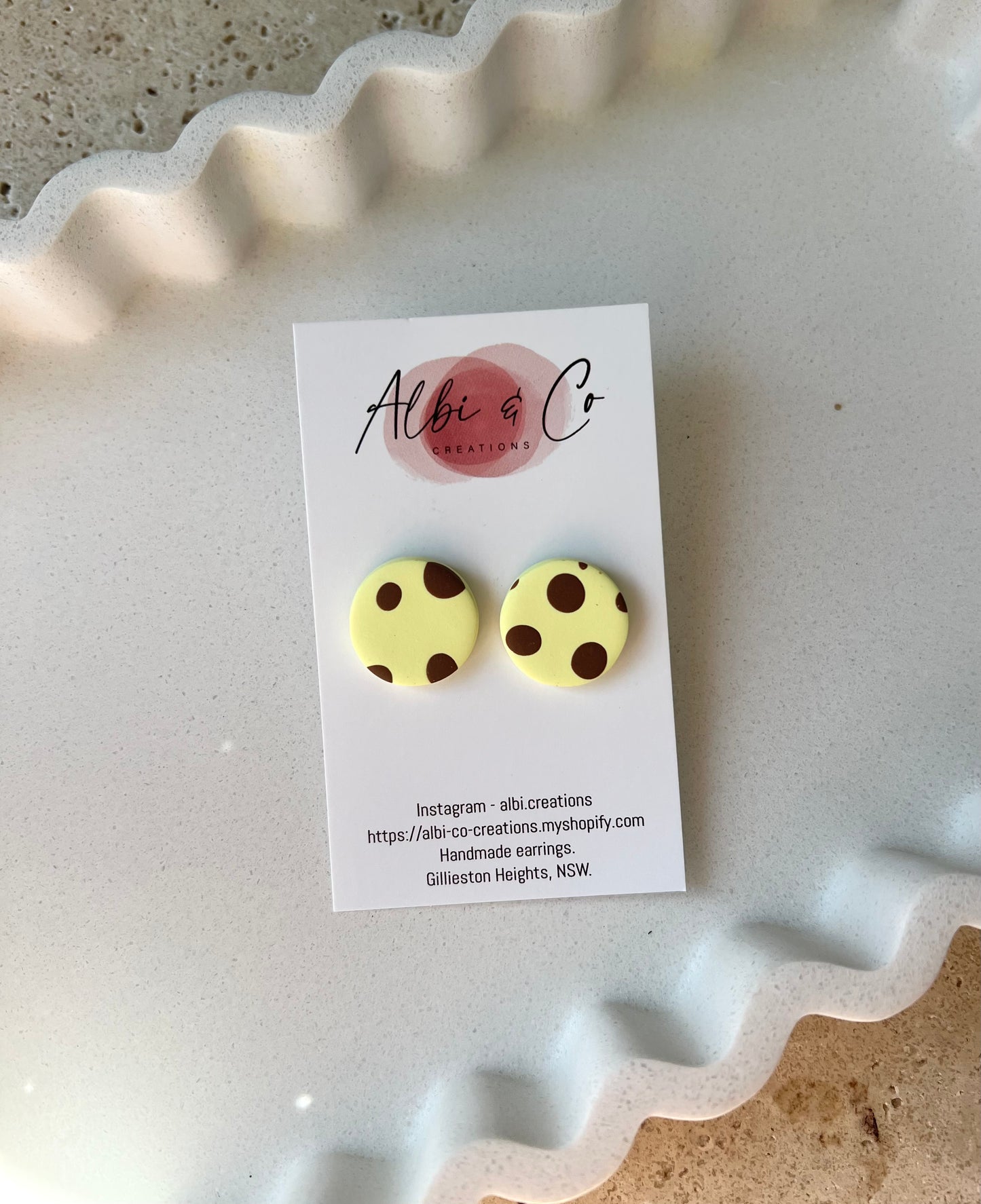 2cm Yellow Polka Dot Stud