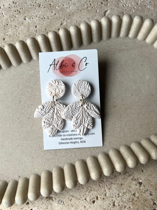 White Sadie Leaf Dangles