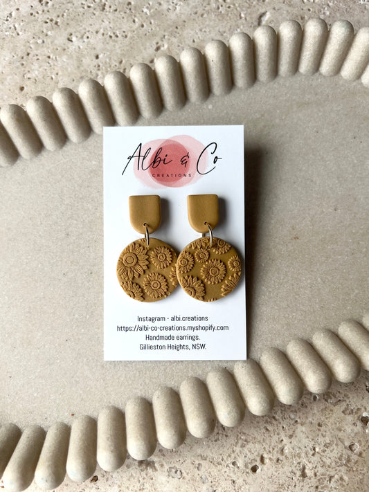 Petite Mustard Sunflower Dangles