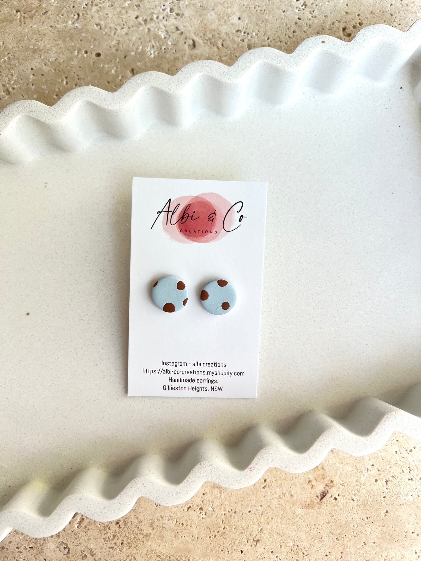 1.5cm Blue Polka Dot Stud